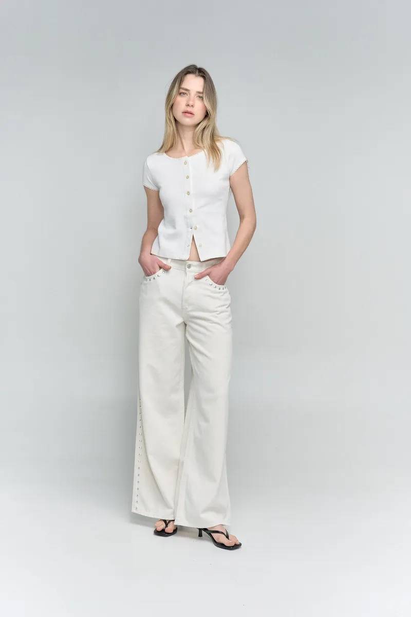 Set spotted flare jean